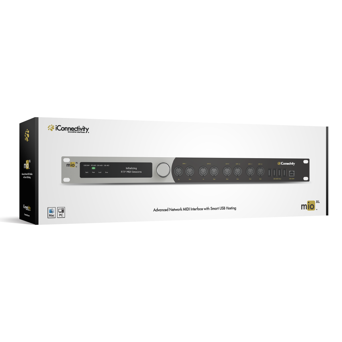 mioXL  —  Advanced 8 In, 12 Out MIDI-USB-RTP/Network Interface for Mac, PC, iOS