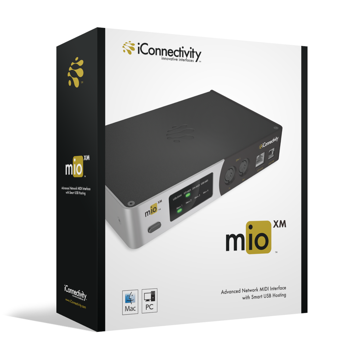 mioXM  —  Advanced 4 In, 4 Out MIDI-USB-RTP/Network Interface for Mac, PC, iOS