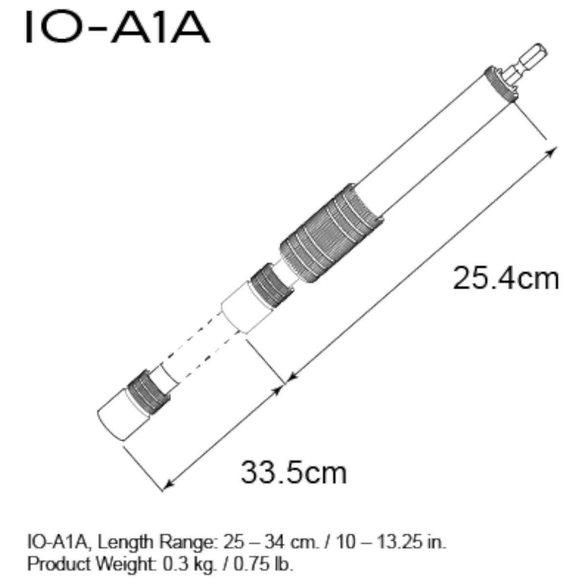 IO-A1A – IO-Equipped Short Telescopic Arm, Aluminum